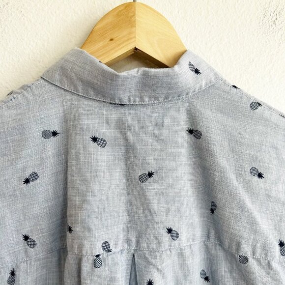 Madewell Shrunken Trapeze Pinneapple Chambray Button Down Shirt Sz S - Picture 6 of 9